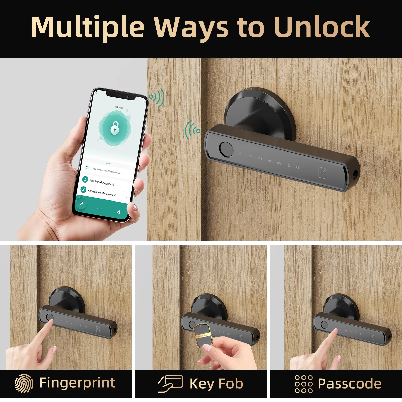 Viladepot Smart Lock Fingerprint Door Lock App Control Passcode Unlock Electronic Touchscreen Keypad - Image 3