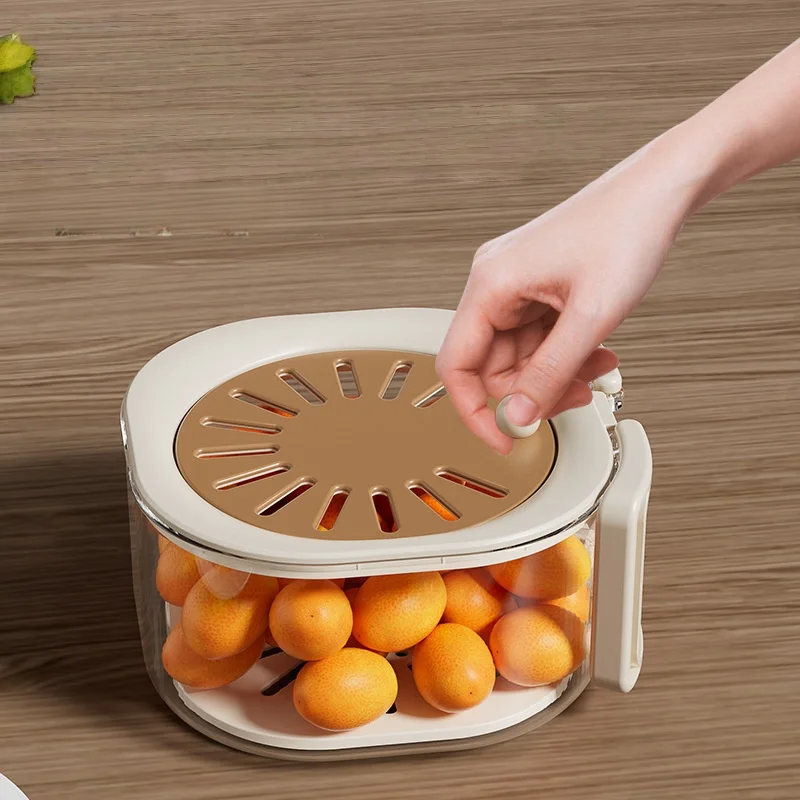 Cleaning Filtering Fruit Basket Folding Handle and Lid, Washing Fruits and Vegetables, Draining Basket, Refrigerator Fruit Box - Image 3