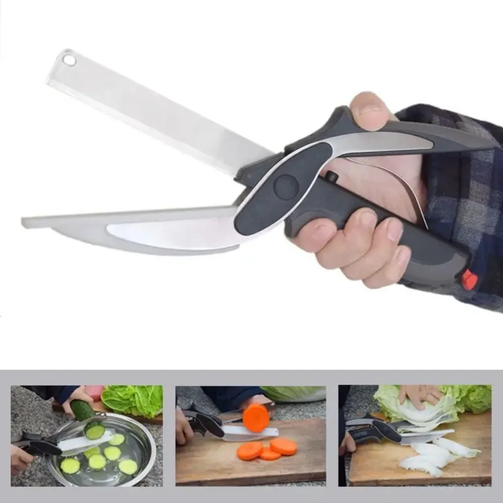 Separable Stainless Steel Barbecue Steak Cutting Shear Household Vegetable Scissors 2 In 1 Multi Kitchen Tool Fruit Knife - Image 2