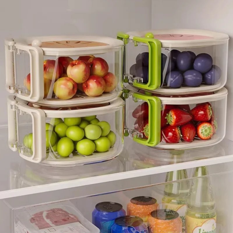 Cleaning Filtering Fruit Basket Folding Handle and Lid, Washing Fruits and Vegetables, Draining Basket, Refrigerator Fruit Box - Image 2