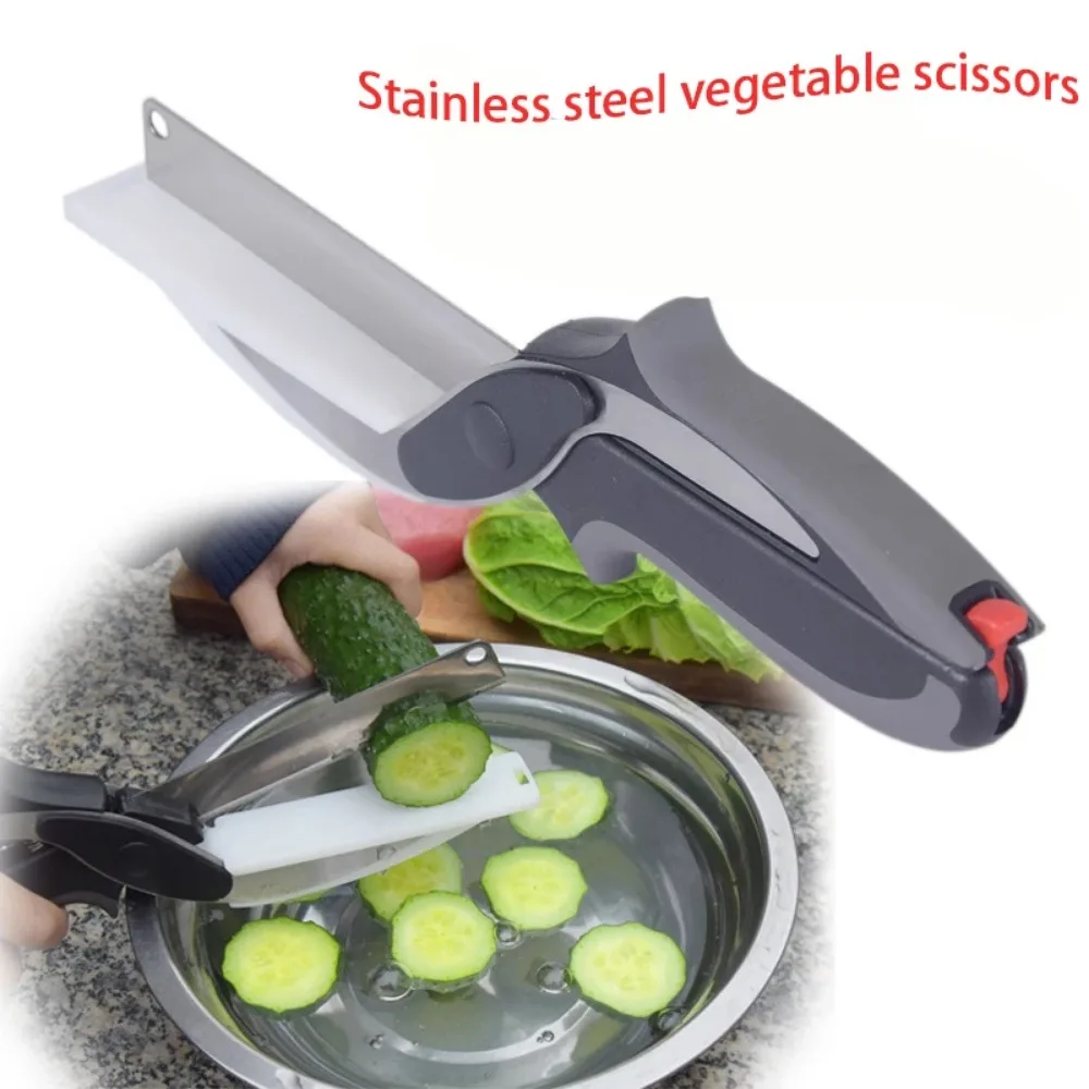Separable Stainless Steel Barbecue Steak Cutting Shear Household Vegetable Scissors 2 In 1 Multi Kitchen Tool Fruit Knife - Image 3