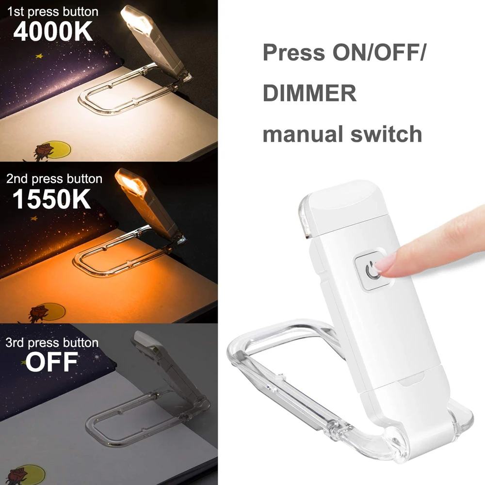 Mini Light Reading Clip Light LED Small Night Light USB Charging Adjustable Brightness Eye Protection Portable - Image 2