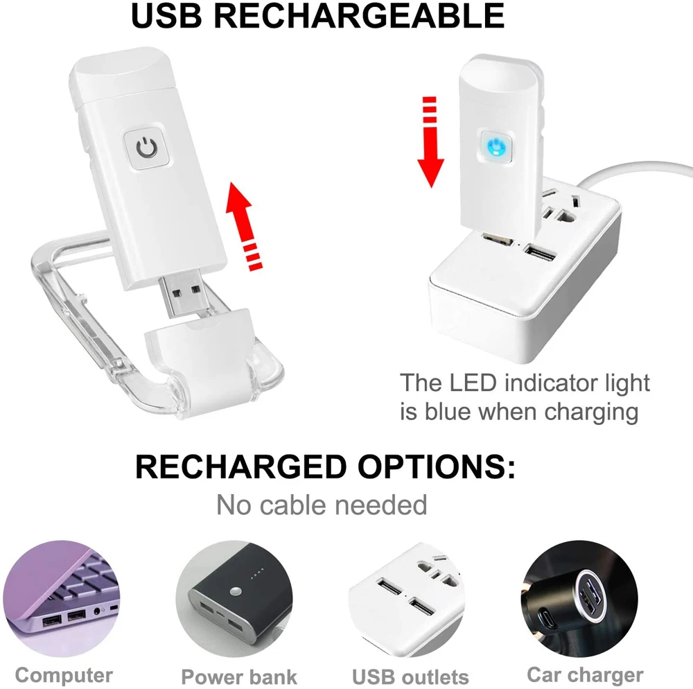 Mini Light Reading Clip Light LED Small Night Light USB Charging Adjustable Brightness Eye Protection Portable - Image 5
