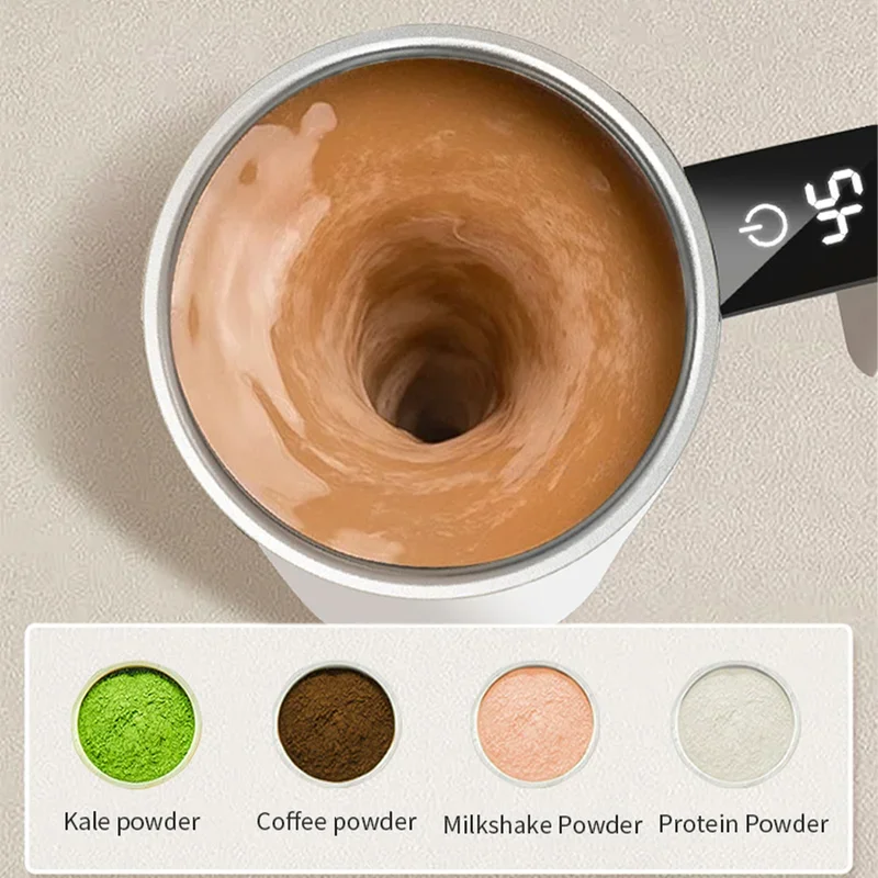 Automatic Stirring Mug with LED Temperature Display, Rechargeable Magnetic Coffee Cup with Lid - 12oz for Home or Office. - Image 3