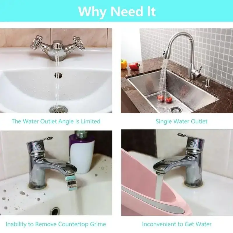 New Universal Rotation Extender Faucet Aerator Plastic Splash Filter Kitchen Tap Washbasin Faucets Bubbler Nozzle Robotic Arm - Image 5