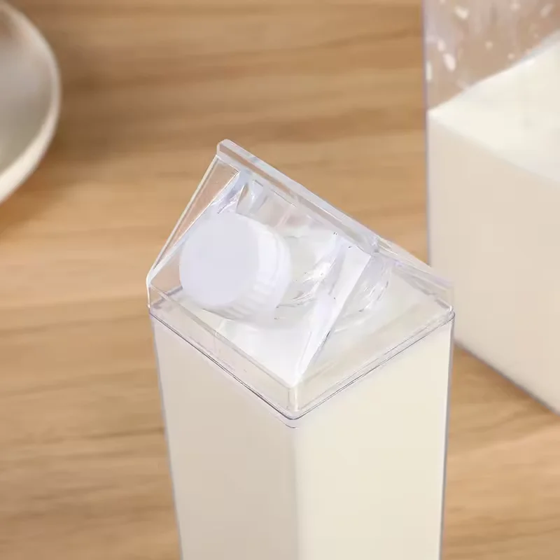 1000ml Super Hot Transparent Milk Box Design Water Cup Korean Version Small Fresh Girl Heart Large Capacity Portable Bottles - Image 2