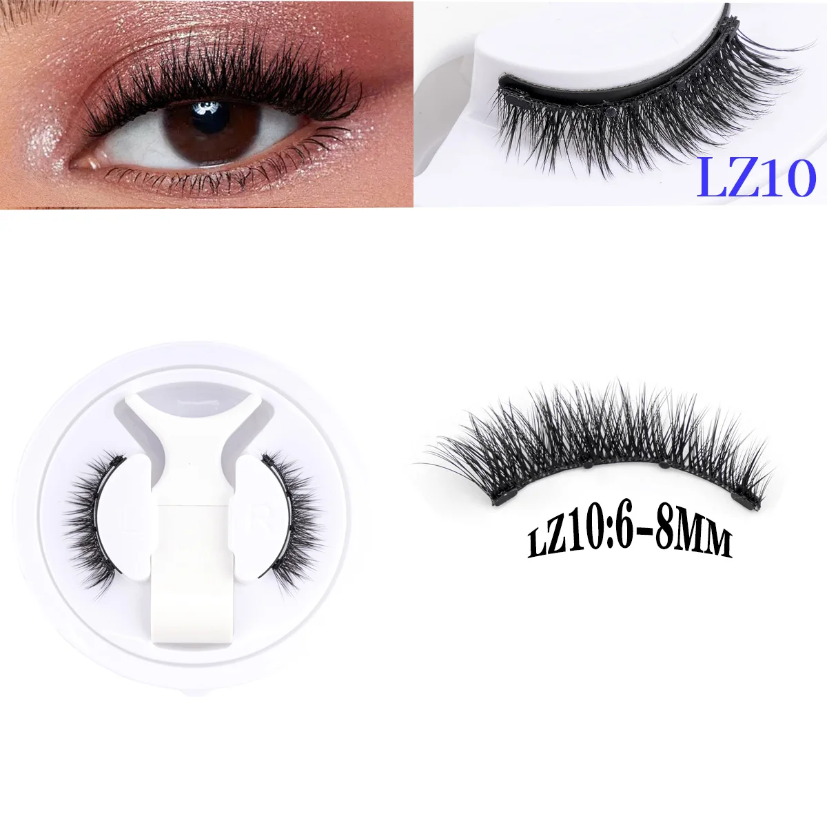 2 Pairs Magnetic Eyelash Natural Look Fluffy False Eyelashes Reusable Magnetic Eyelash Set with Applicator No Glue Need Makeup - Image 3