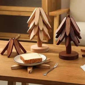 4PCS Tree Design Stand Bamboo Trivets Decorative Anti Scald Heat Resistant Table Mat Coaster Bamboo Placemats Pot Kitchen Tools