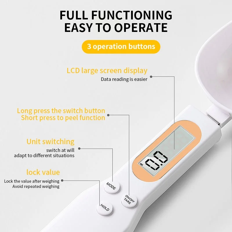 Mini Spoon Scale Digital Kitchen Scale Electronic LCD Food Scale 0.1-500g Cooking Flour Milk Coffee Powder Weight Measure Spoon - Image 4