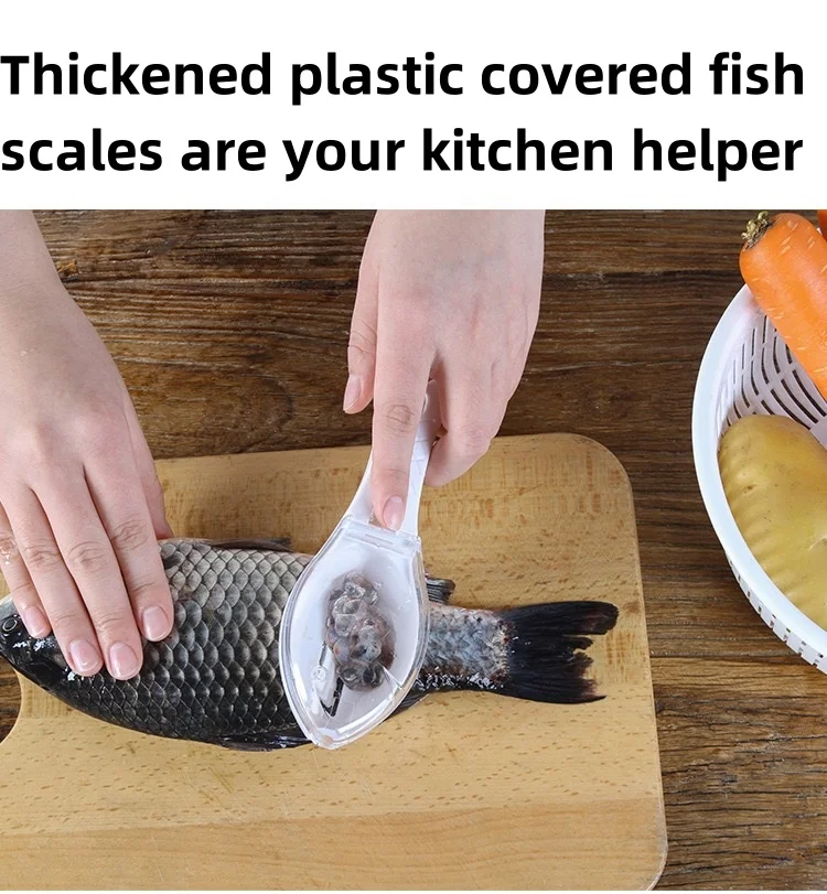 Kitchen Household Scale Scraper With Lid, Fish Scale Scraper, Manual Descaling, Brushing Of Fishing Tools - Image 3