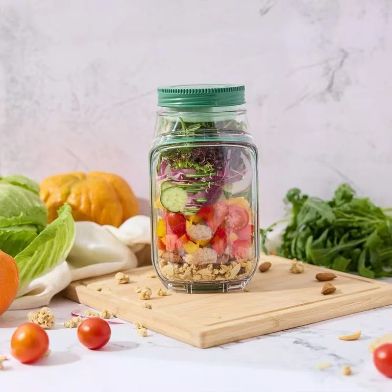 Leakproof Salad Box Portable Breakfast Fruit Storage Box Plastic Salad Container with Side-opening Cover For Picnic Home Office - Image 4