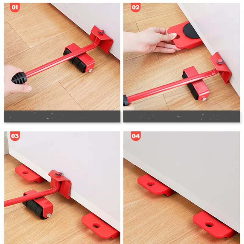 Furniture Moving Transport Roller Set Removal Lifting Moving Tool Set Wheel Bar Mover Moving Heavy Stuffs Device Hand Tool - Image 3