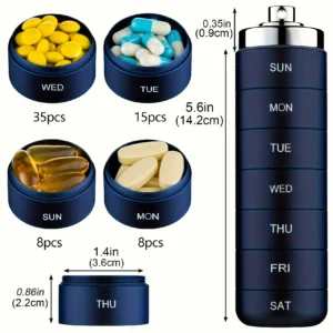 7pcs Metal Pill Organizers, Stackable Portable Waterproof Travel Pill Box, Large Aluminum Alloy Travel Pill Case