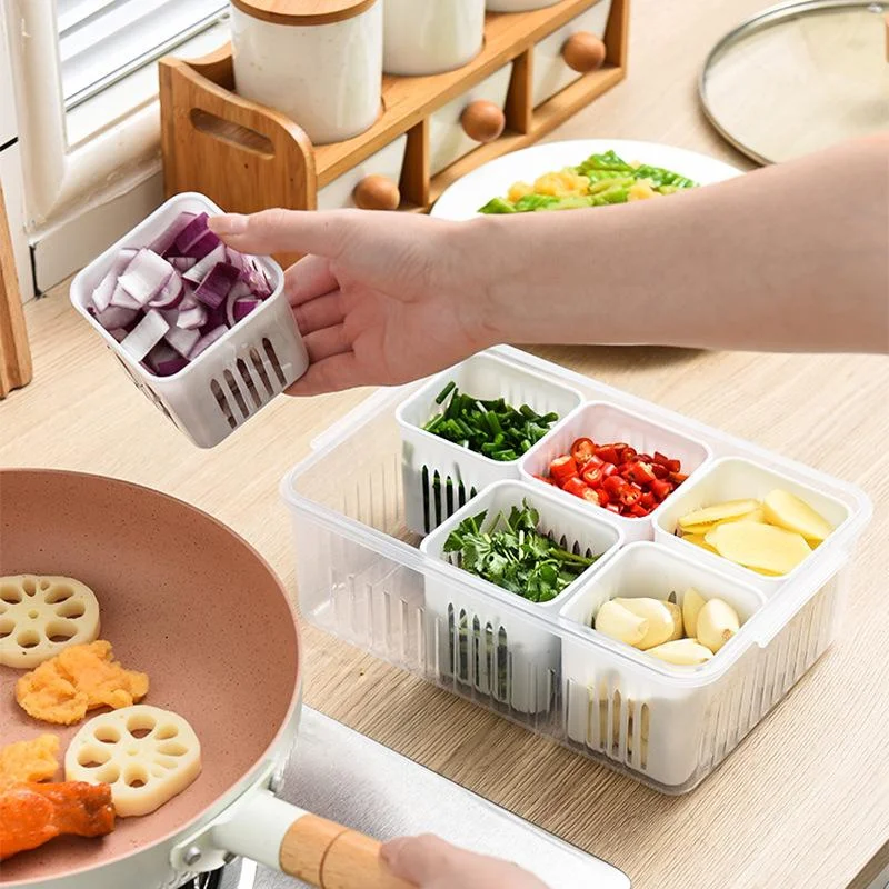 Refrigerator Food Drain Fresh-keeping Box Ginger Garlic Onion Pepper Storage Box Fruit Vegetable Drain Basket Kitchen Organizer - Image 2