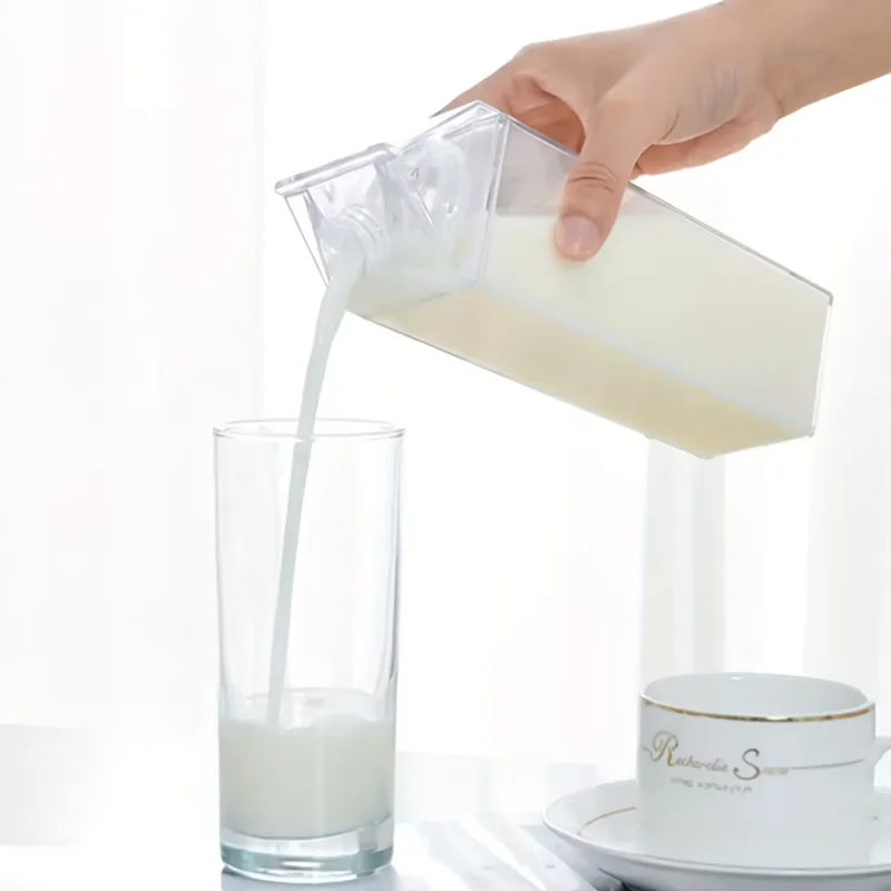 1000ml Super Hot Transparent Milk Box Design Water Cup Korean Version Small Fresh Girl Heart Large Capacity Portable Bottles - Image 3