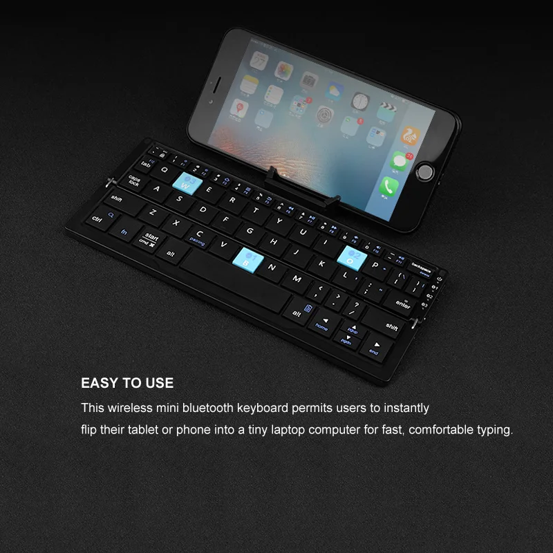 BOW Mini Folding Bluetooth Keyboard Wireless Keypad Support3 Devices With Stand Rechargeable Foldable Keyboard for Phone Tablet - Image 6