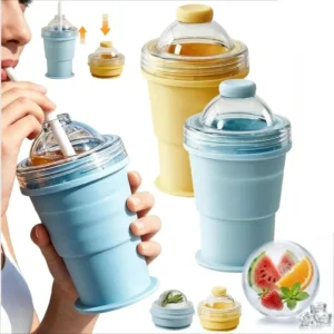 2-in-1 Silicone Folding Ice Hockey Cup Ice Making Drinking Cup 2-in-1 Multifunctional Portable Water Cup for Summer Outings