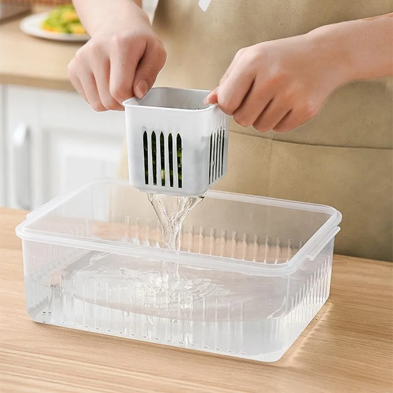 Refrigerator Food Drain Fresh-keeping Box Ginger Garlic Onion Pepper Storage Box Fruit Vegetable Drain Basket Kitchen Organizer - Image 4