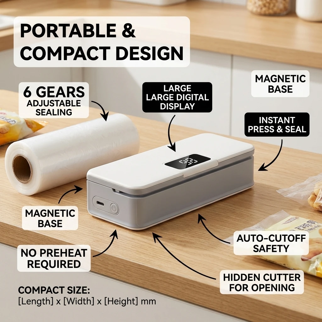 Mini Plastic Bag Sealer Heat Bag Sealing Machine Handheld Rechargeable Food Packaging Thermal Sealer for Kitchen Use - Image 2