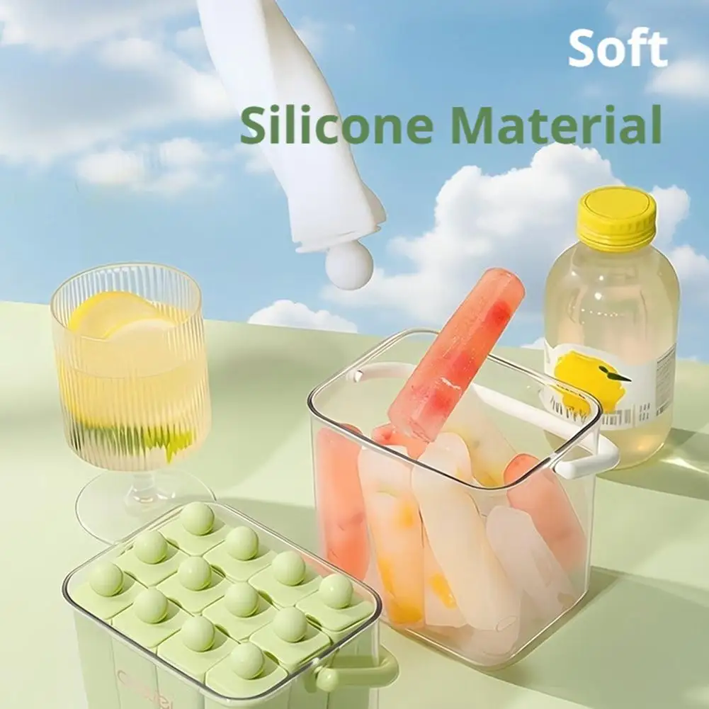Food Grade Silicone Ice Pop Mold Ice Tray With Lid Handle Diy Juice Coffee Easy Release DIY Popsicle Jelly Frozen Dessert Making - Image 3