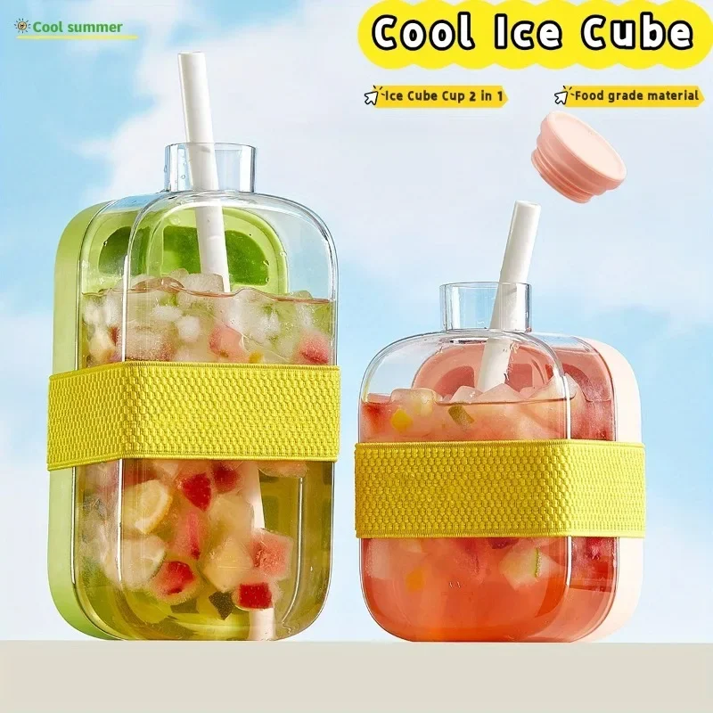 500/800ml Silicone Food-Grade Ice Cube Tray Large Capacity Water Bottle Combo with Lid Flexible Transparent Plastic Mold - Image 2