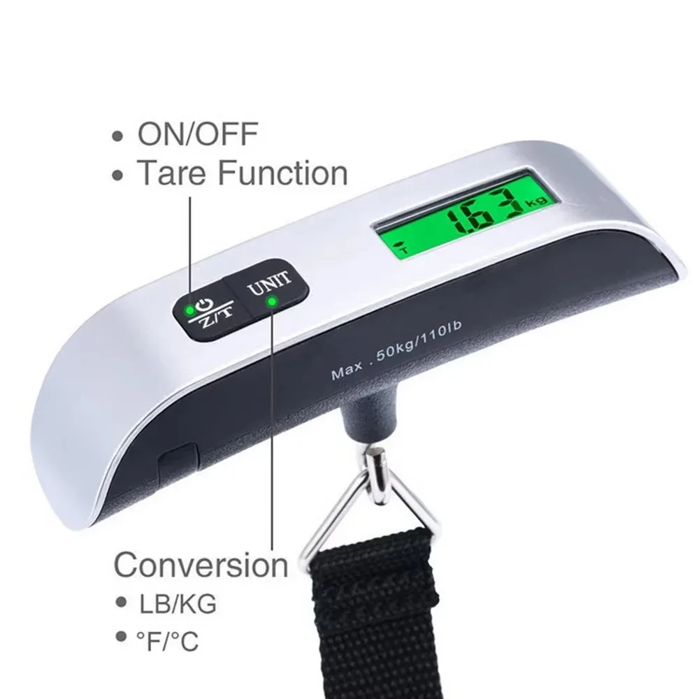 50kg Portable Hanging Scale Electronic Hand Luggage Scale Digital Display Suitcase 110lb Travel Baggage Bag Weighing Tools - Image 4