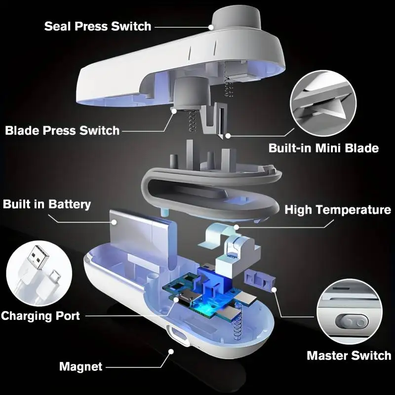 Portable Mini Sealer 2 in 1 Heat Sealer For Snacks Home use rechargeable sealer Vacuum Sealer Snacks plastic bag heat sealer - Image 3