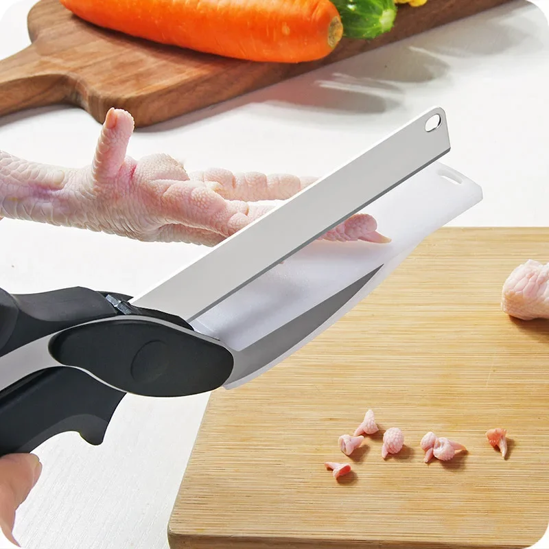 Stainless Steel Kitchen Scissors 2 In 1 Cutting Board Chopper Fruit Vegetable Multifunctional - Image 3