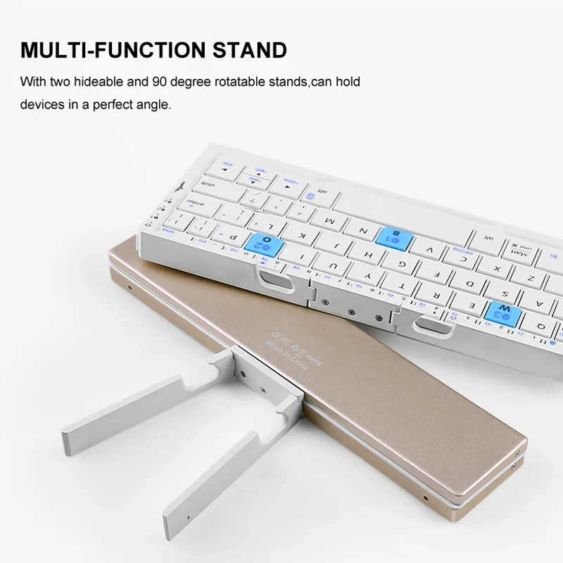 BOW Mini Folding Bluetooth Keyboard Wireless Keypad Support3 Devices With Stand Rechargeable Foldable Keyboard for Phone Tablet - Image 2