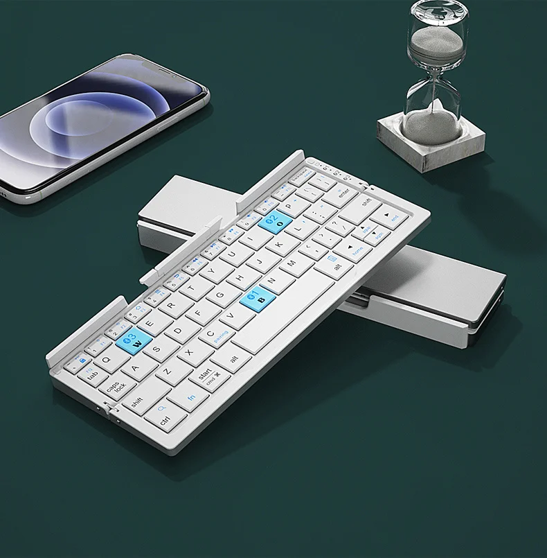 BOW Mini Folding Bluetooth Keyboard Wireless Keypad Support3 Devices With Stand Rechargeable Foldable Keyboard for Phone Tablet - Image 7