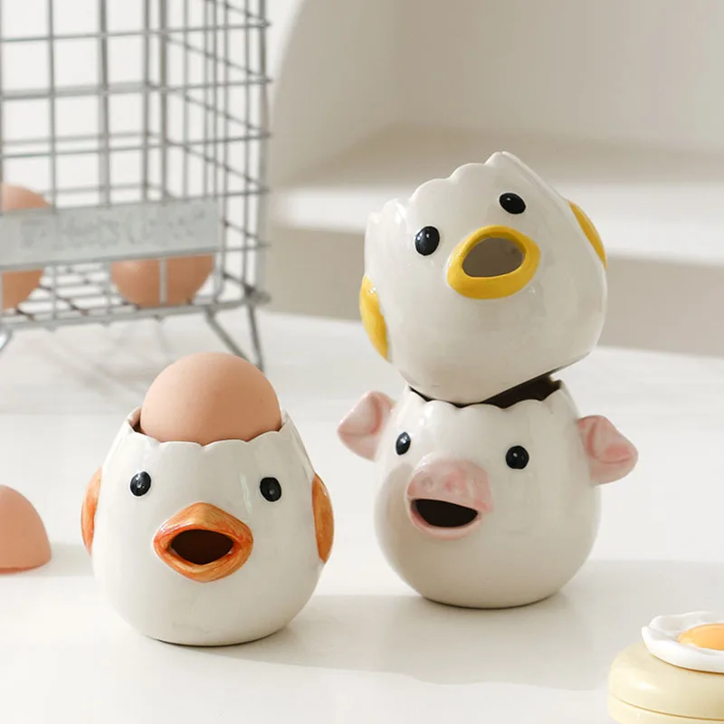 Egg White Separator Cartoon Shaped Ceramic Egg Yolk Separator Household Baking Tool Egg Liquid Filter - Image 2