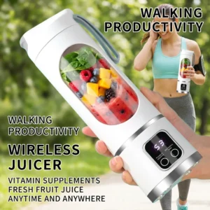 Mini Electric Juicer 450ML Large Capacity with Powerful Motor Digital Display for Crushed Ice Household Rechargeable Juice Cup