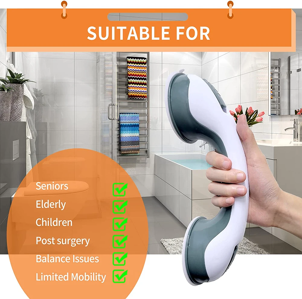 New Shower Handle Grab Bars Ultra Grip Dual Locking Safety Suction Cups Helping Handle Anti Slip Support for Toilet Bathroom - Image 3