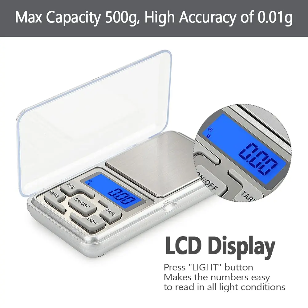 Mini Scale 500g/300g/200g/100g X 0.01g /0.1g Accuracy Electronic Digital Precision Jewelry Scales Pocket Scale Balance for Gold