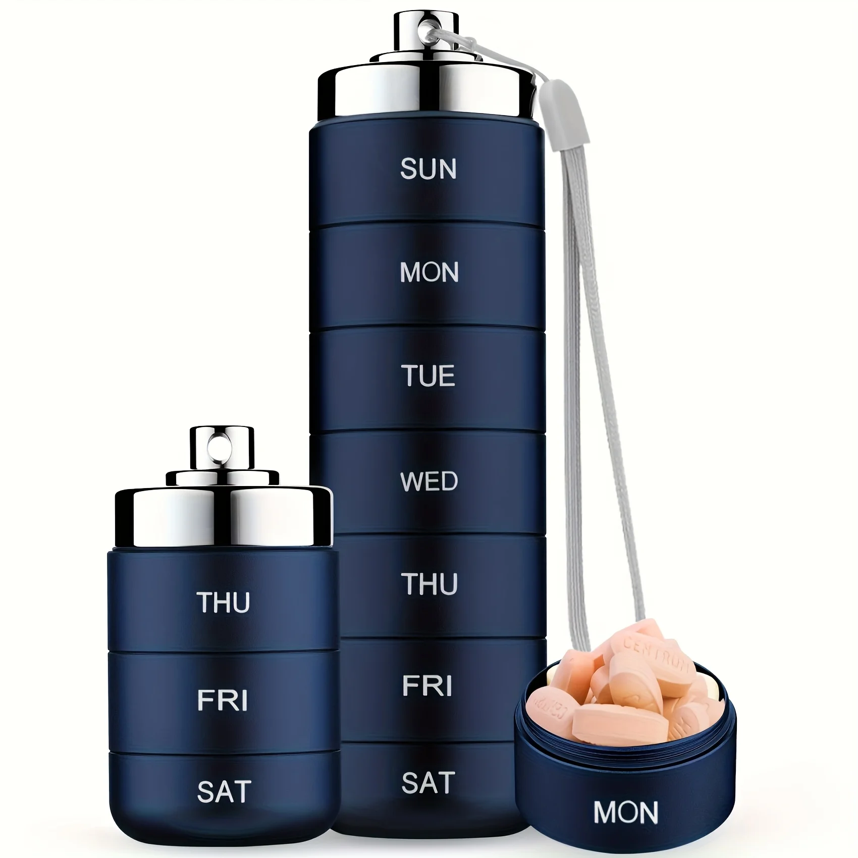 7pcs Metal Pill Organizers, Stackable Portable Waterproof Travel Pill Box, Large Aluminum Alloy Travel Pill Case - Image 5