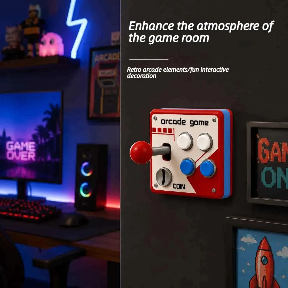 Retro Arcade Joystick Switch Plate Cover, Punch-Free 3D Printed Game Room Wall Decor, Cool Nostalgic Gift for Gaming Enthusiasts - Image 2