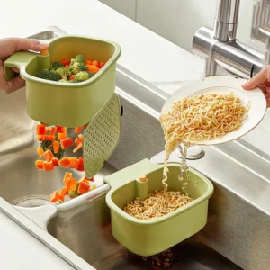 1pcs Kitchen Sink Filter Basket, Sink Washing Basin anti Leak Filter Basin, One Click Press Type Grid Drain Storage Rack