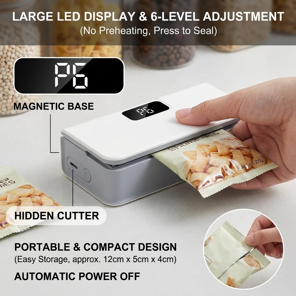 Mini Plastic Bag Sealer Heat Bag Sealing Machine Handheld Rechargeable Food Packaging Thermal Sealer for Kitchen Use - Image 3