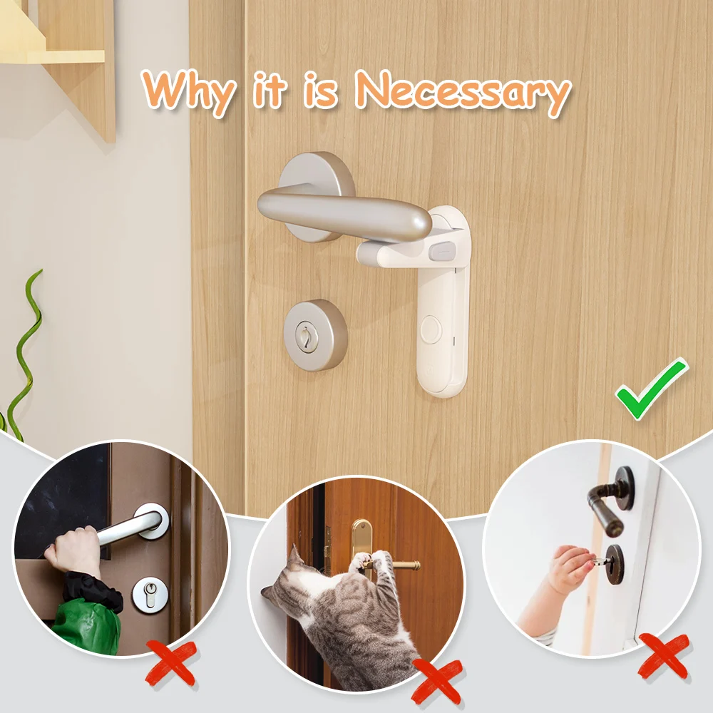 Baby Proofing Door Handle Lock,Childproofing Door Knob Lock Easy to Install and Use Door Lever Lock - Image 2