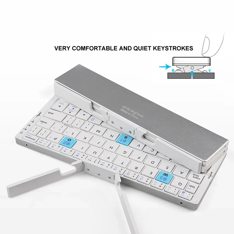 BOW Mini Folding Bluetooth Keyboard Wireless Keypad Support3 Devices With Stand Rechargeable Foldable Keyboard for Phone Tablet - Image 5