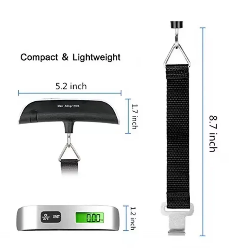 50kg Portable Hanging Scale Electronic Hand Luggage Scale Digital Display Suitcase 110lb Travel Baggage Bag Weighing Tools - Image 5
