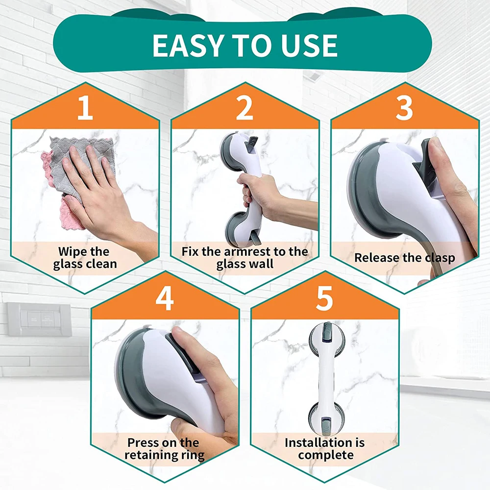 New Shower Handle Grab Bars Ultra Grip Dual Locking Safety Suction Cups Helping Handle Anti Slip Support for Toilet Bathroom - Image 2