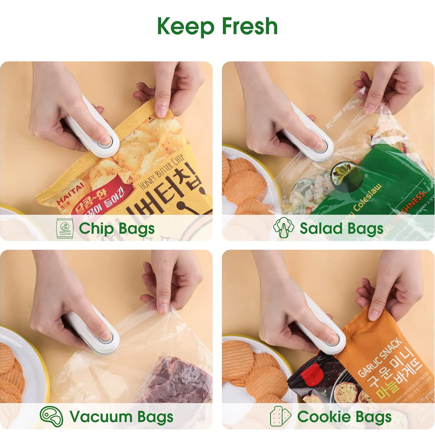 Portable Mini Sealer 2 in 1 Heat Sealer For Snacks Home use rechargeable sealer Vacuum Sealer Snacks plastic bag heat sealer - Image 5