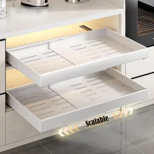 1/2Pc Scalable Pull-out Kitchen Storage Rack with Slide Rails Drawer Type Storage Tray Spice Box Storage Rack Cabinets Organizer
