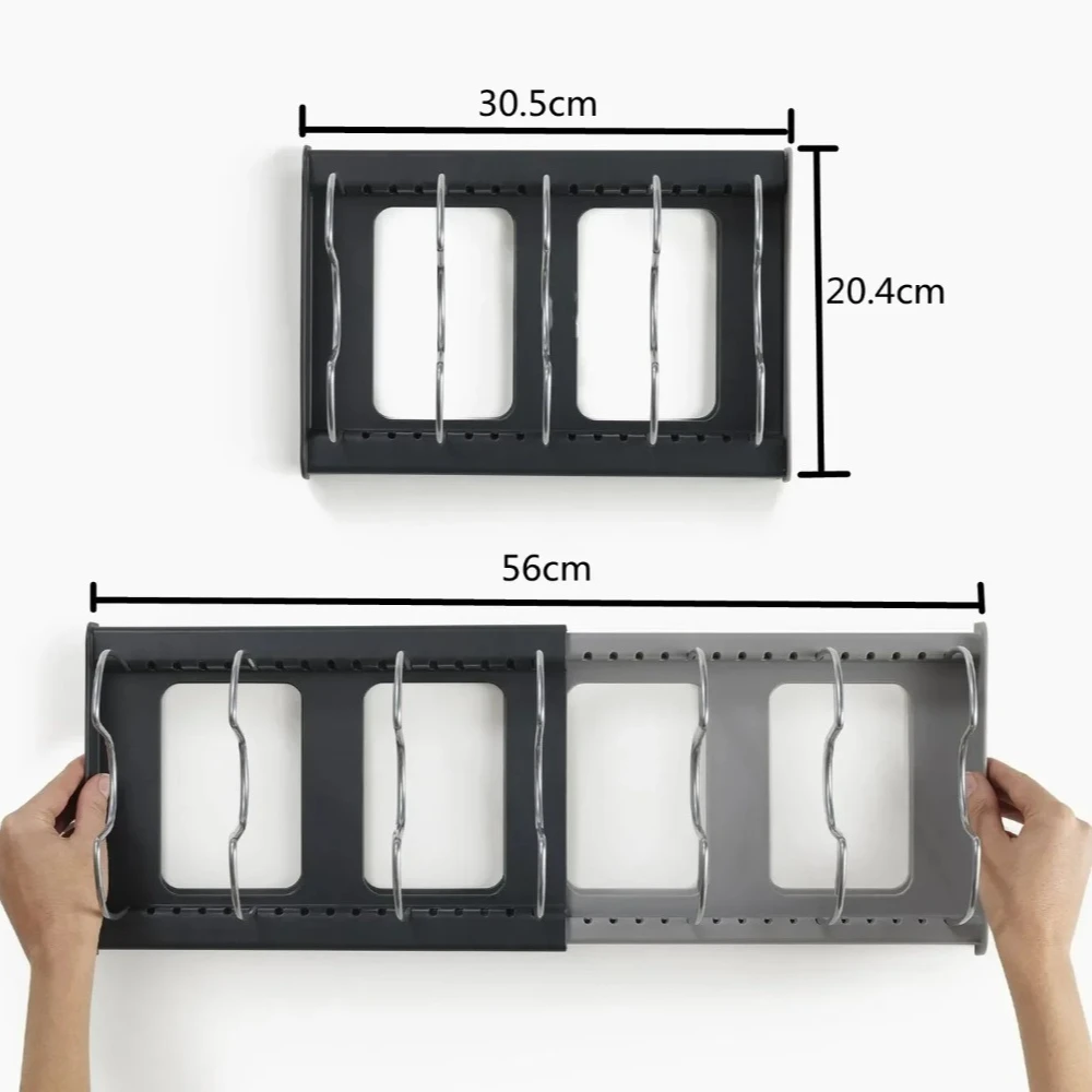 Expandable Stainless Kitchen Cabinet Organizers,with 6 Adjustable Shelves,Board Drying Cookware Shelf,Kitchen Organization Tools - Image 4