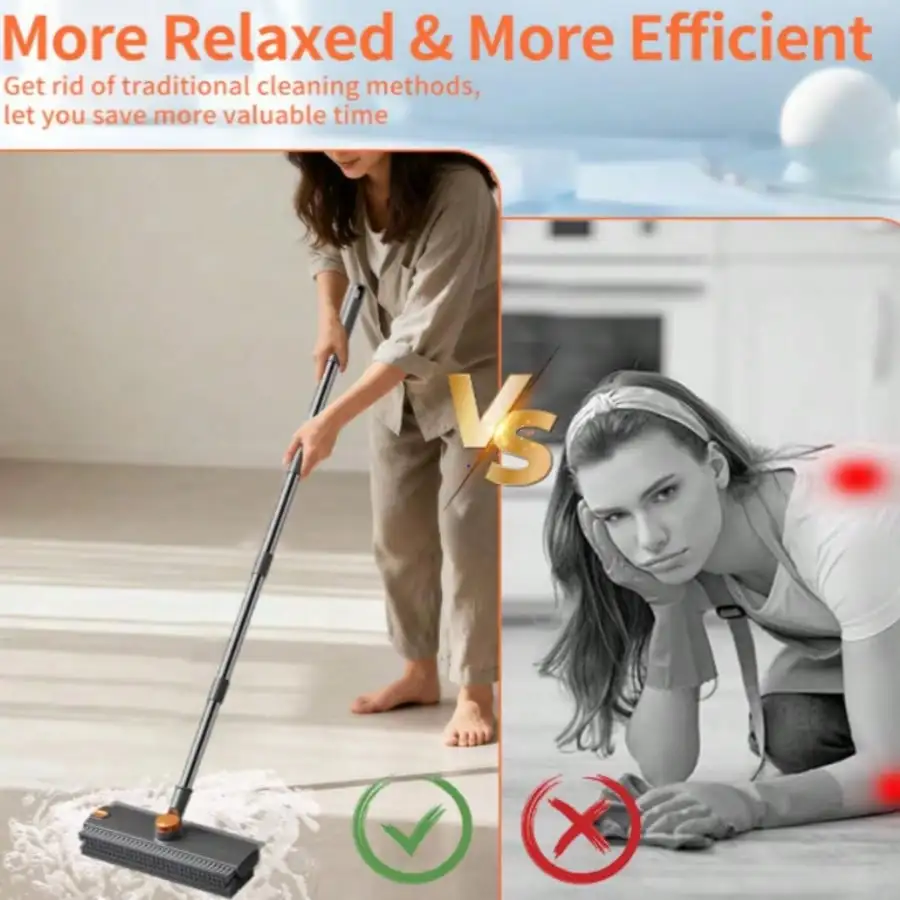 Floor Scrub Brush With Long Handle, 3 In 1 Scrape And Heavy-Duty Stiff Bristle Floor Scrubber Brush With Squeegee And Tweezer For Cleaning Tile Wall Deck Bathroom Patio Garage Kitchen - Image 2