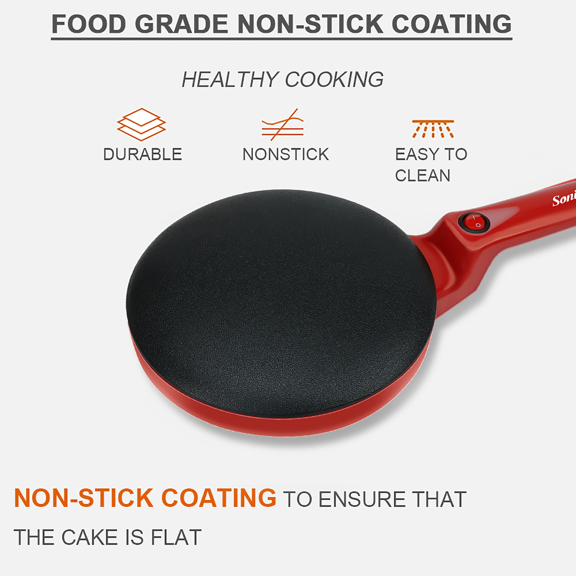 Electric Crepe Maker Pizza Pancake Machine Non-Stick Griddle Baking Pan Cake Machine kitchen Appliance Cooking Tools Sonifer - Image 3