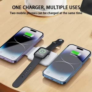 Portable 3 in 1 Magnetic Wireless Charger Fast Charging Dock Station Foldable Stand Trip Charger For iPhone Apple Watch AirPods