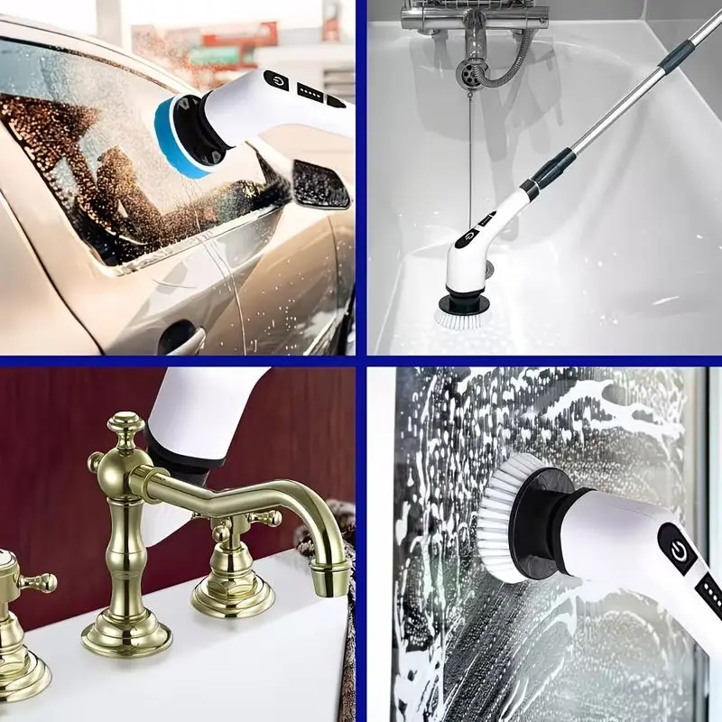 Electric Cleaning Brush:9-in-1 Head,Rotates Flexibly Multifunction Tool for Bathroom, Floors, Corner Gaps and Shower Room Glass. - Image 4
