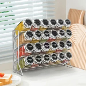 4 Tier Cupboard Storage Shelf Carbon Steel Spice Seasoning Organizer Non-Slip Pantry Organizer Stand for Home Kitchen